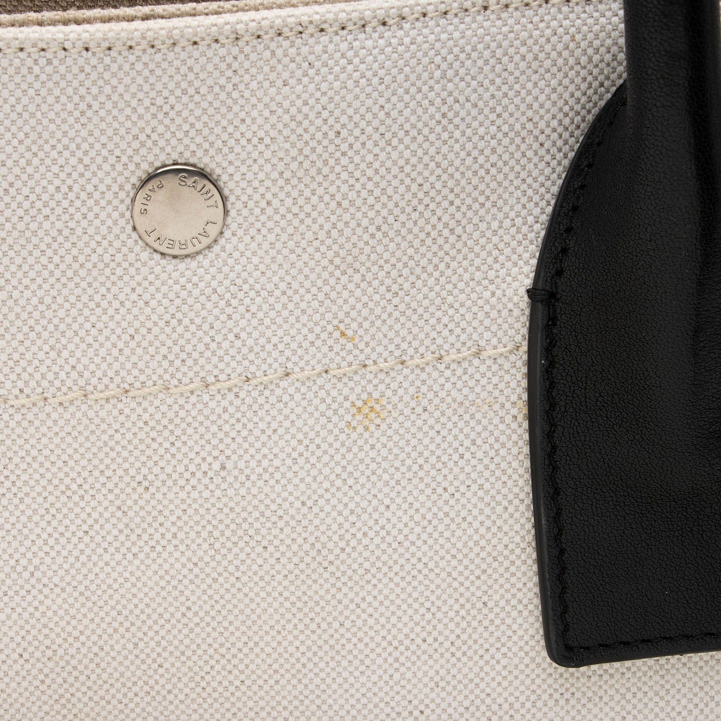 Saint Laurent Canvas Calfskin Rive Gauche Small Tote