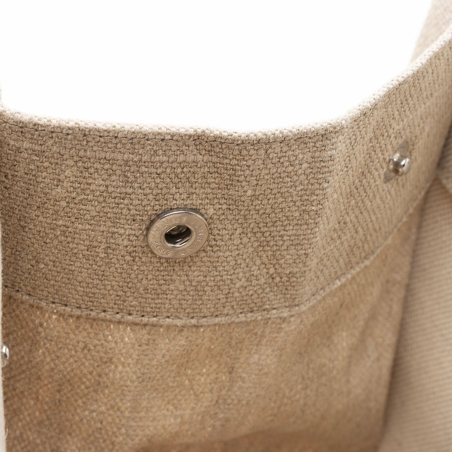 Saint Laurent Canvas Calfskin Rive Gauche Small Tote