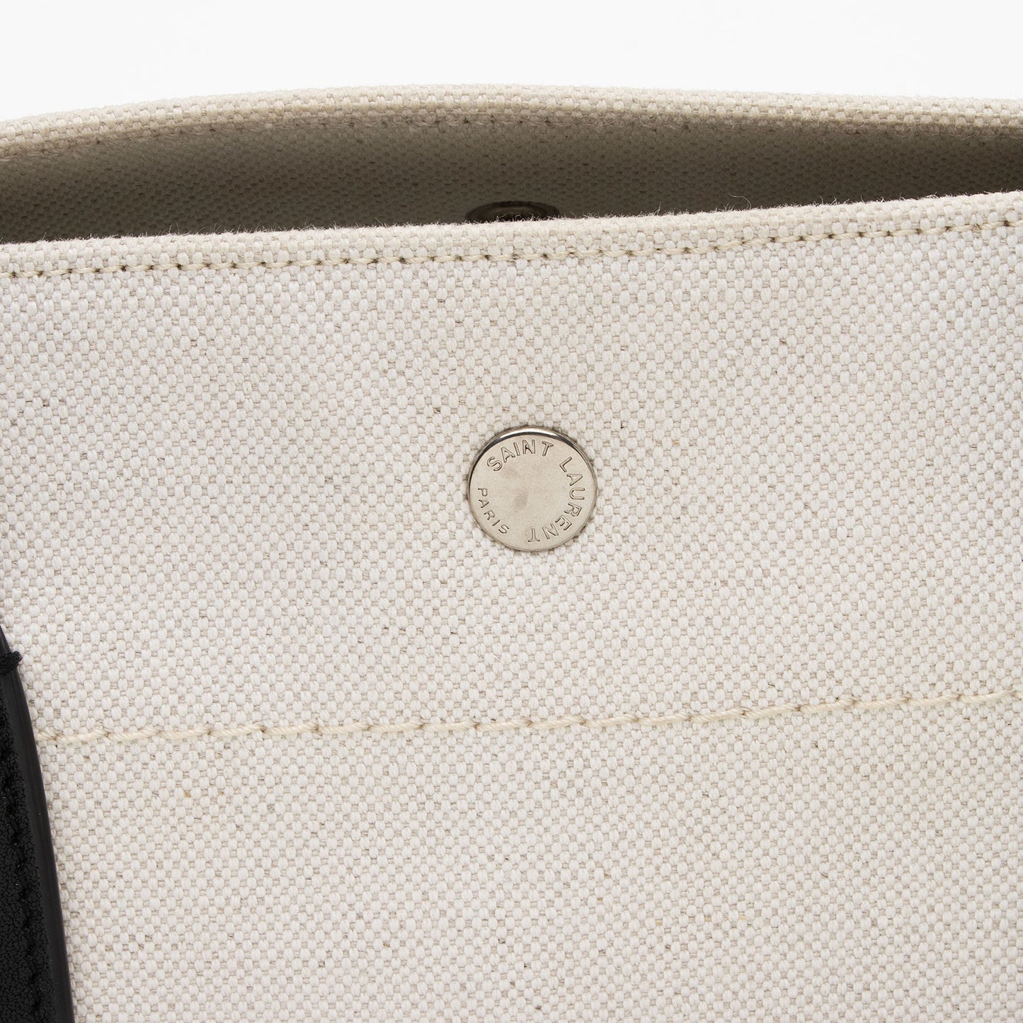 Saint Laurent Canvas Calfskin Rive Gauche Small Tote