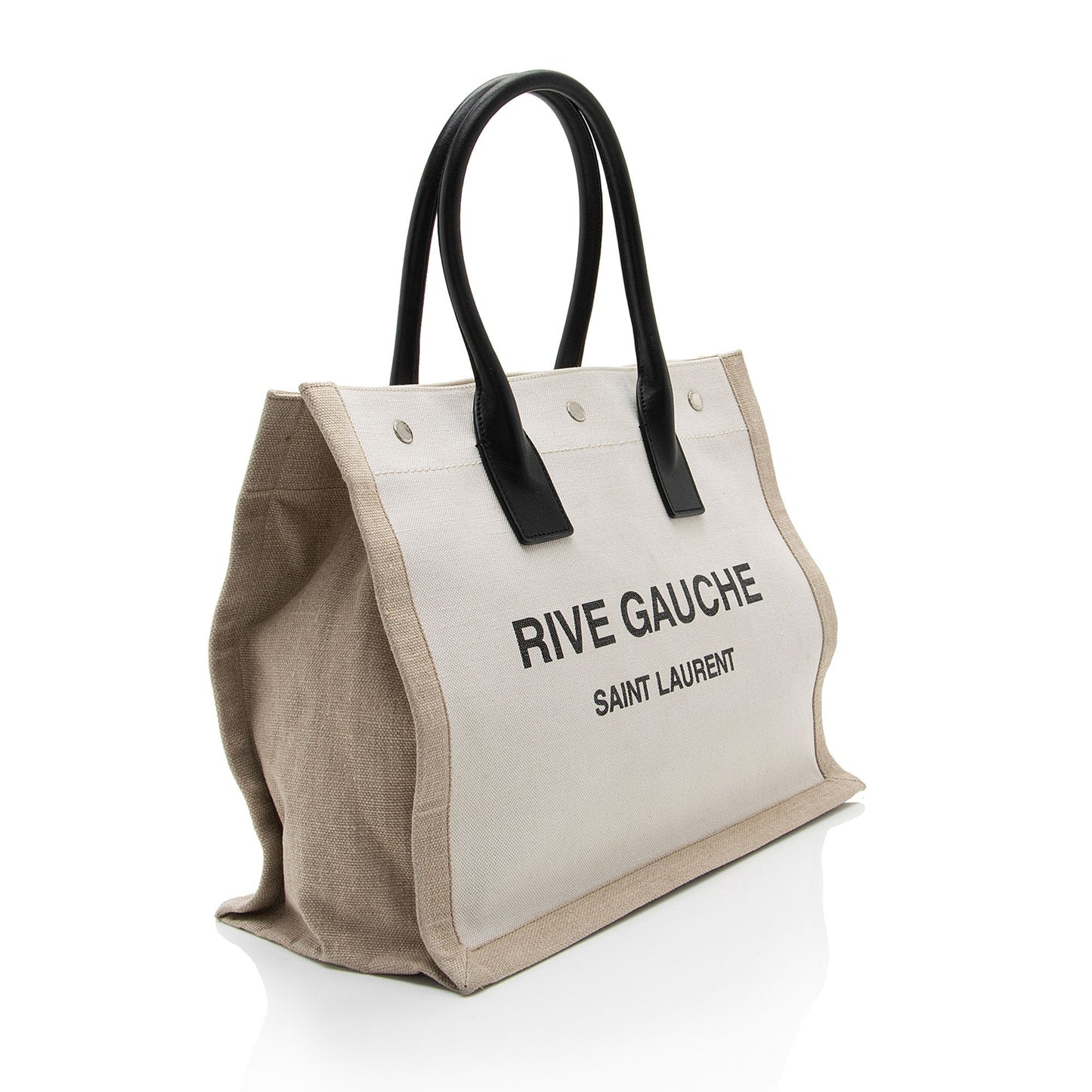 Saint Laurent Canvas Calfskin Rive Gauche Small Tote