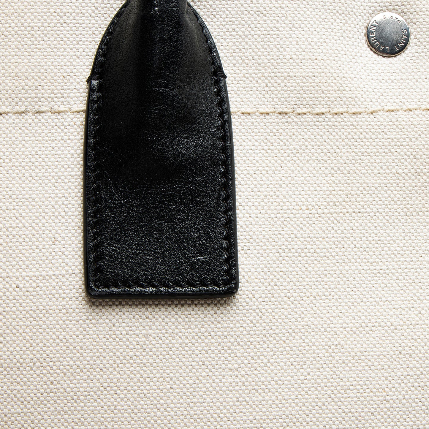 Saint Laurent Canvas Calfskin Rive Gauche Small Tote