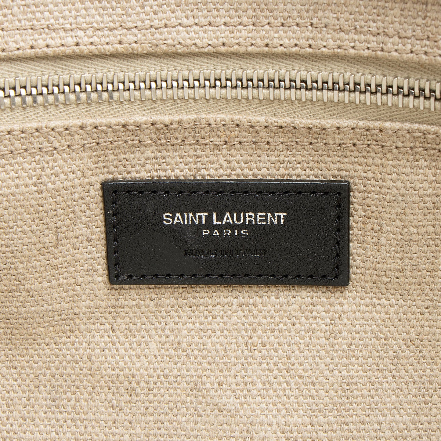 Saint Laurent Canvas Calfskin Rive Gauche Small Tote