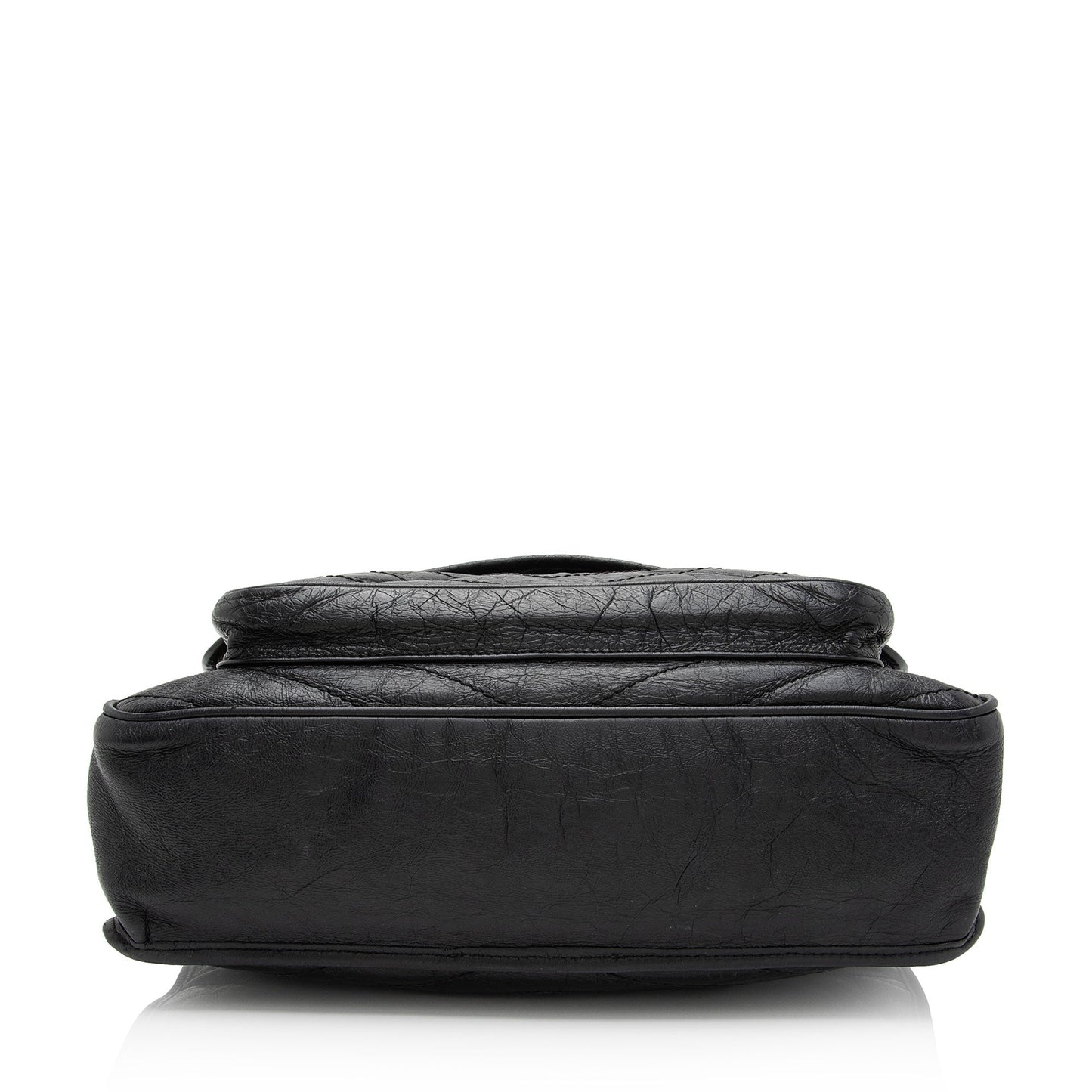 Saint Laurent Crinkled Calfskin Matte Black Monogram Niki Large Shoulder Bag (SHF-eFW25Q)