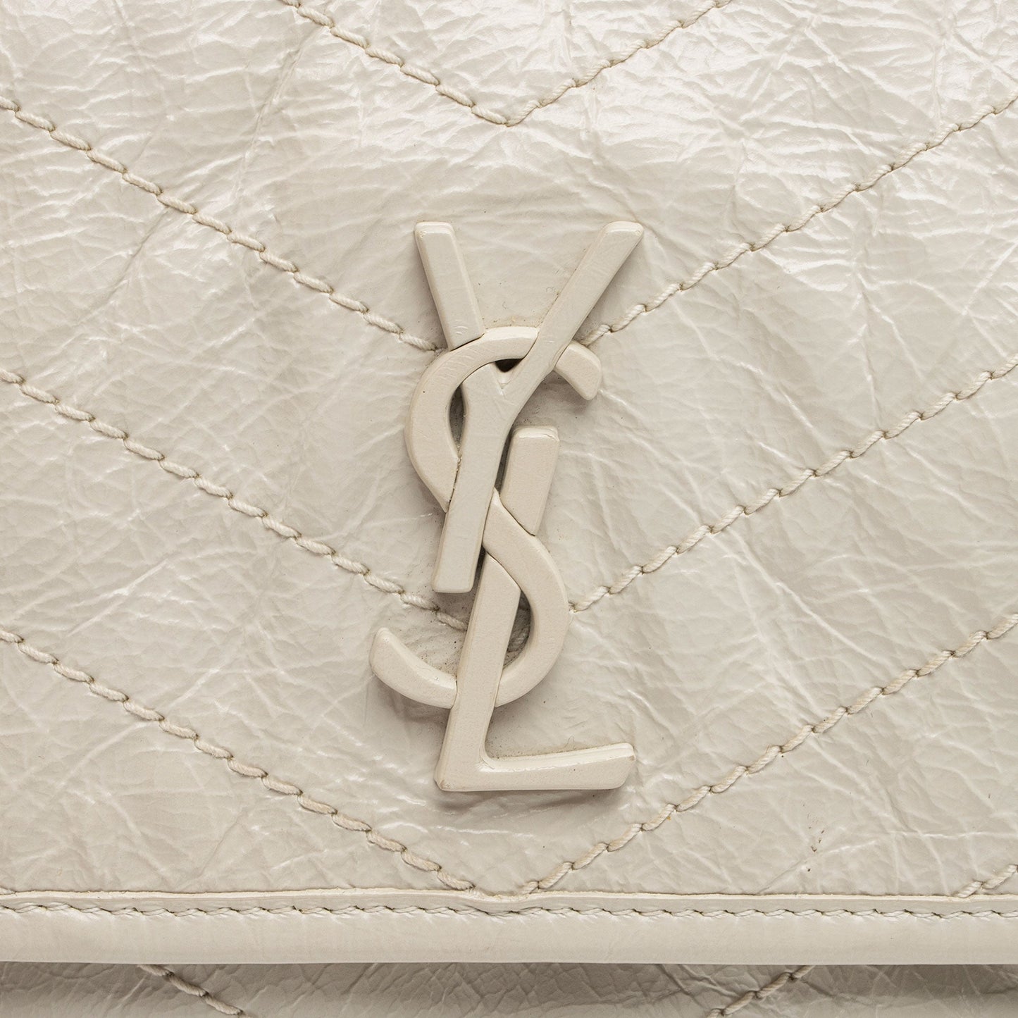 Saint Laurent Crinkled Calfskin Monogram Niki Baby Shoulder Bag (SHF-6jT1UC)
