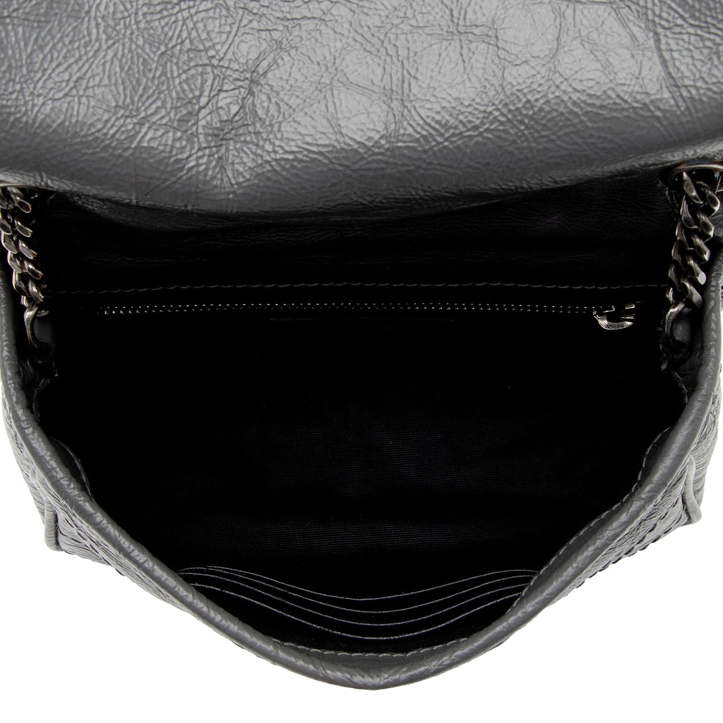 Saint Laurent Crinkled Calfskin Monogram Niki Chain Wallet (SHF-9O6DRW)
