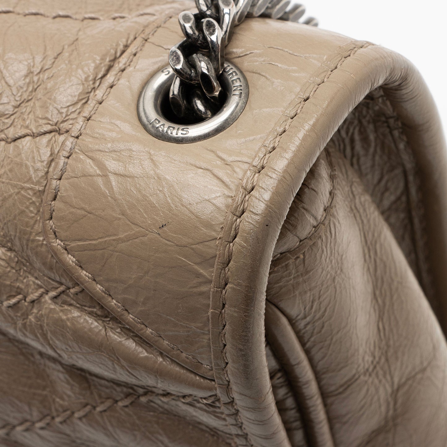 Saint Laurent Crinkled Calfskin Monogram Niki Chain Wallet (SHF-afCOLO)