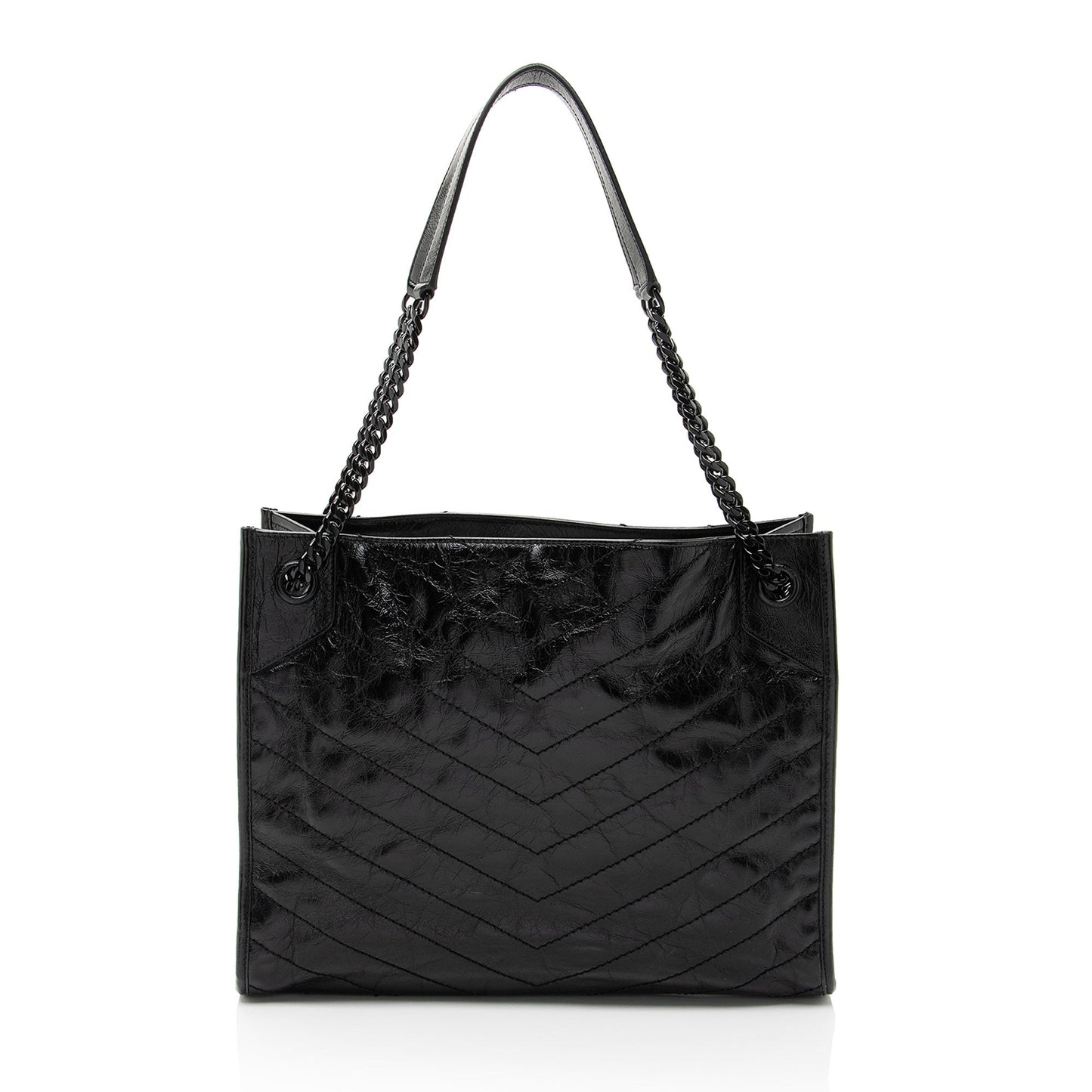 Saint Laurent Crinkled Calfskin Monogram Niki Medium Shopping Tote (SHF-HoUdcp)