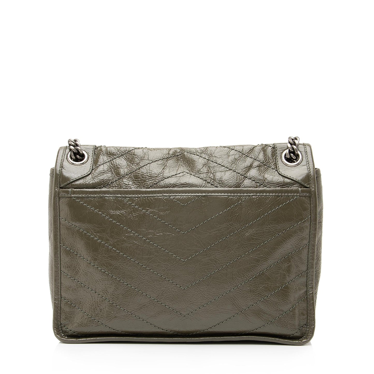 Saint Laurent Crinkled Calfskin Monogram Niki Medium Shoulder Bag (SHF-23609)