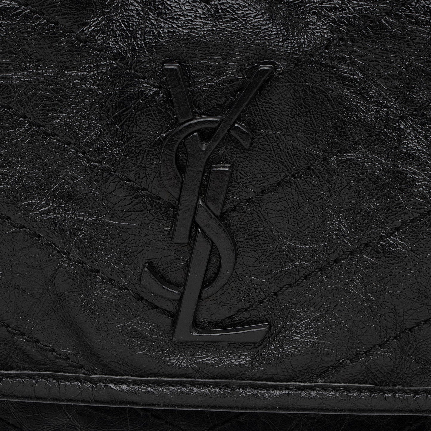 Saint Laurent Crinkled Calfskin Monogram Niki Medium Shoulder Bag