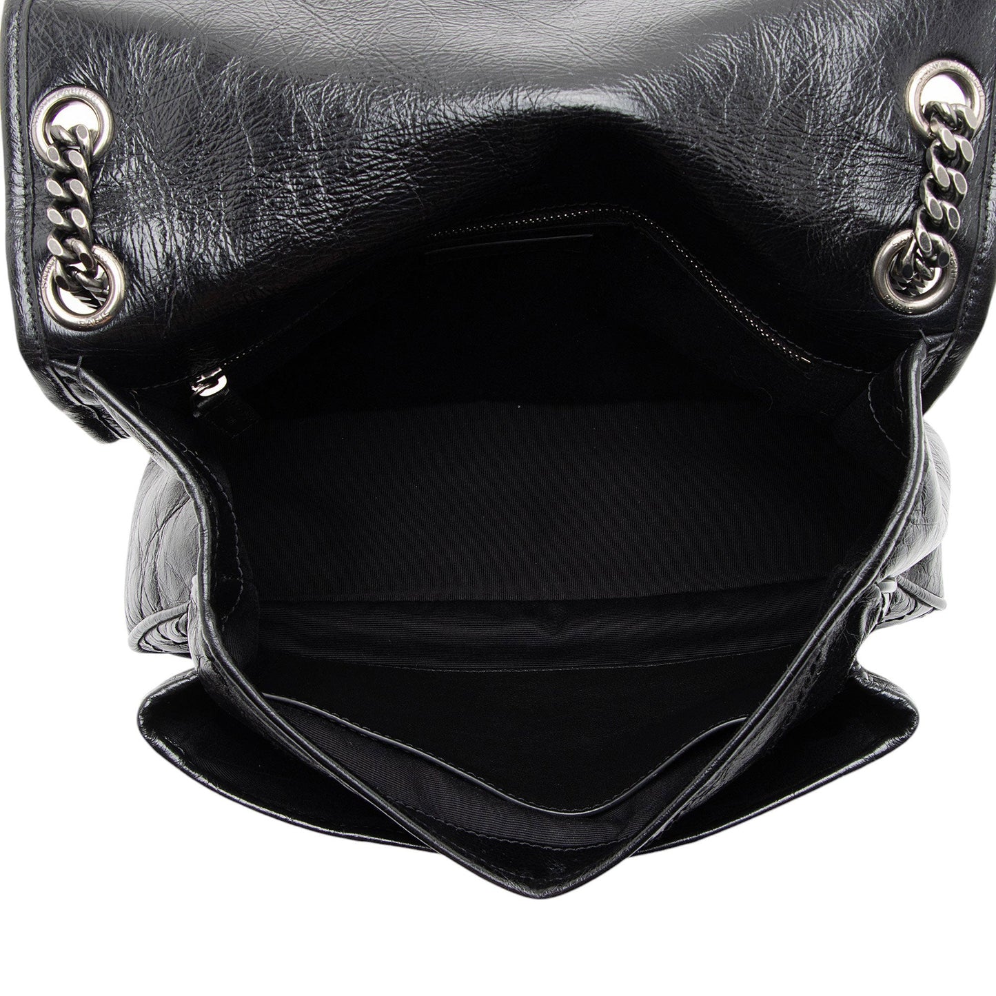 Saint Laurent Crinkled Calfskin Monogram Niki Medium Shoulder Bag