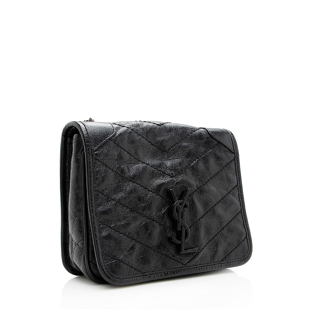 Saint Laurent Crinkled Calfskin Niki Chain Wallet (SHF-18521)