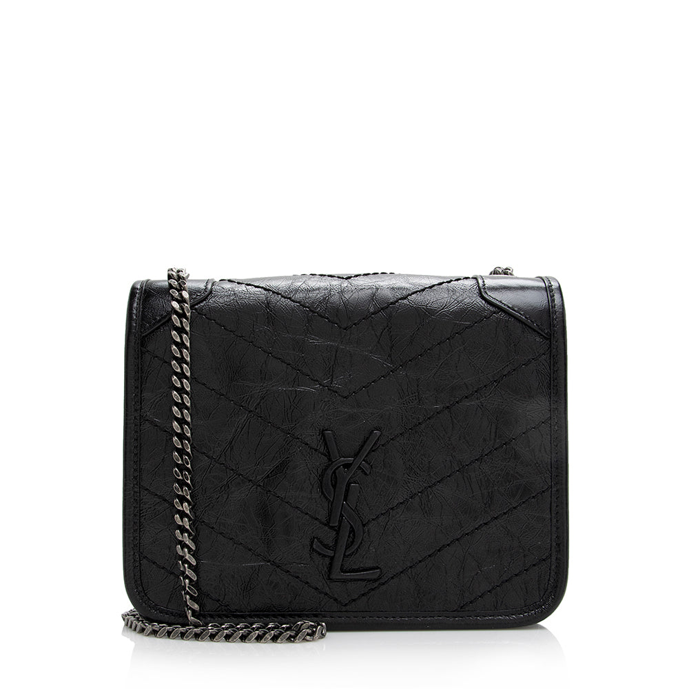 Saint Laurent Crinkled Calfskin Niki Chain Wallet (SHF-21363)