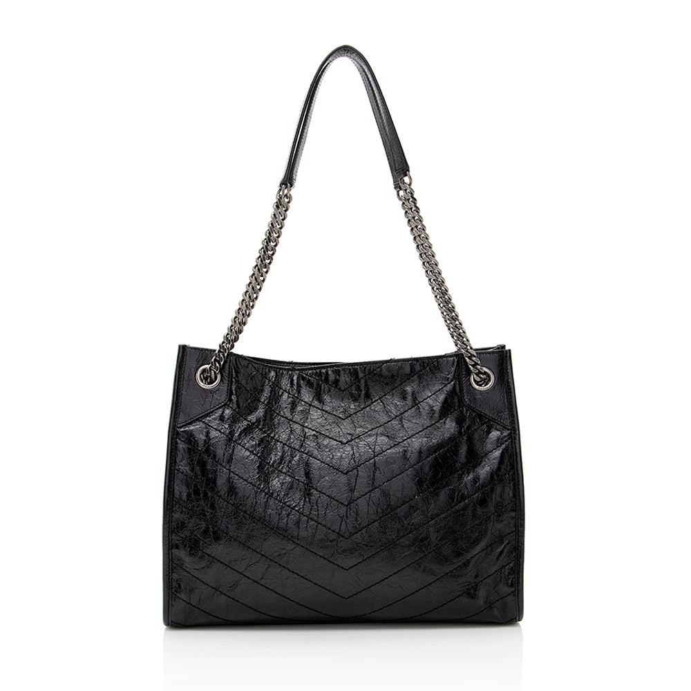 Saint Laurent Crinkled Calfskin Niki Medium Shopping Tote (SHF-19547)
