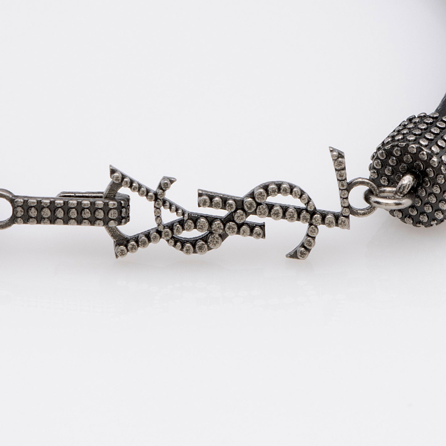 Saint Laurent Crinkled Calfskin Studded Opyum Bracelet (SHF-1K4Chh)