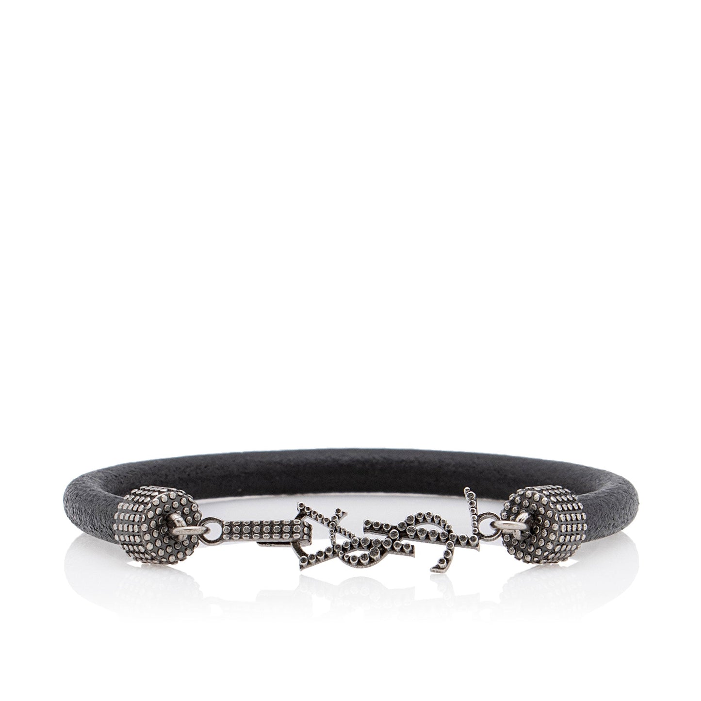Saint Laurent Crinkled Calfskin Studded Opyum Bracelet (SHF-1K4Chh)