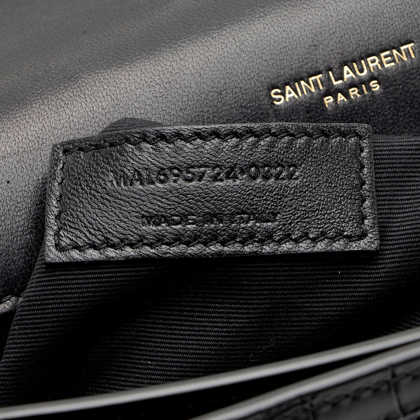 Saint Laurent Croc Embossed Calfskin Monogram Gaby Shoulder Bag (SHF-EAdNMt)