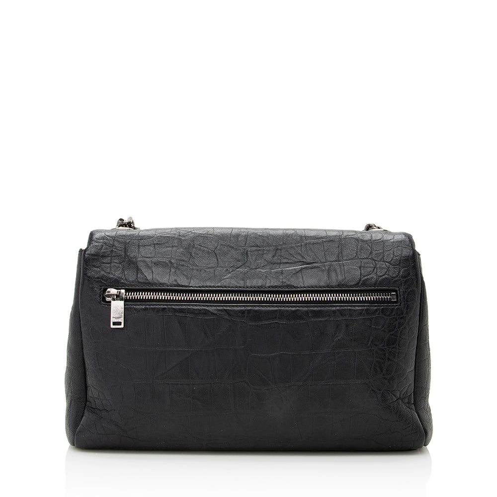 Saint Laurent Croc Embossed Calfskin West Hollywood Flap Bag (SHF-19064)