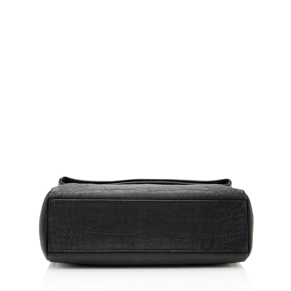 Saint Laurent Croc Embossed Calfskin West Hollywood Flap Bag (SHF-19064)
