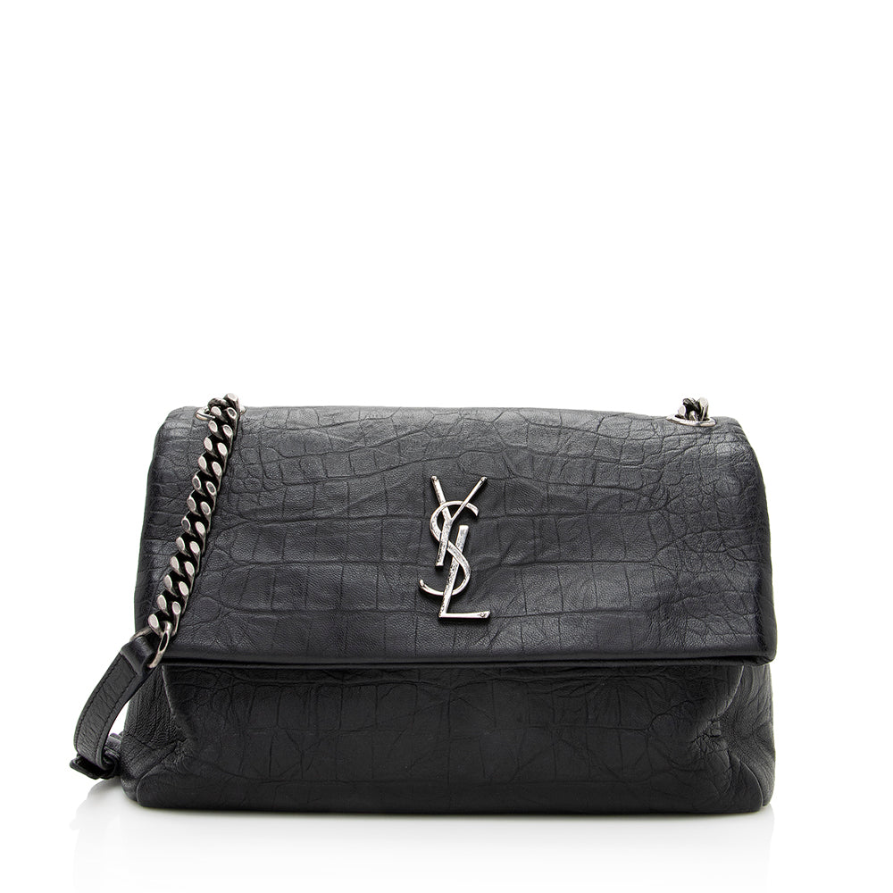 Saint Laurent Croc Embossed Calfskin West Hollywood Flap Bag (SHF-19064)