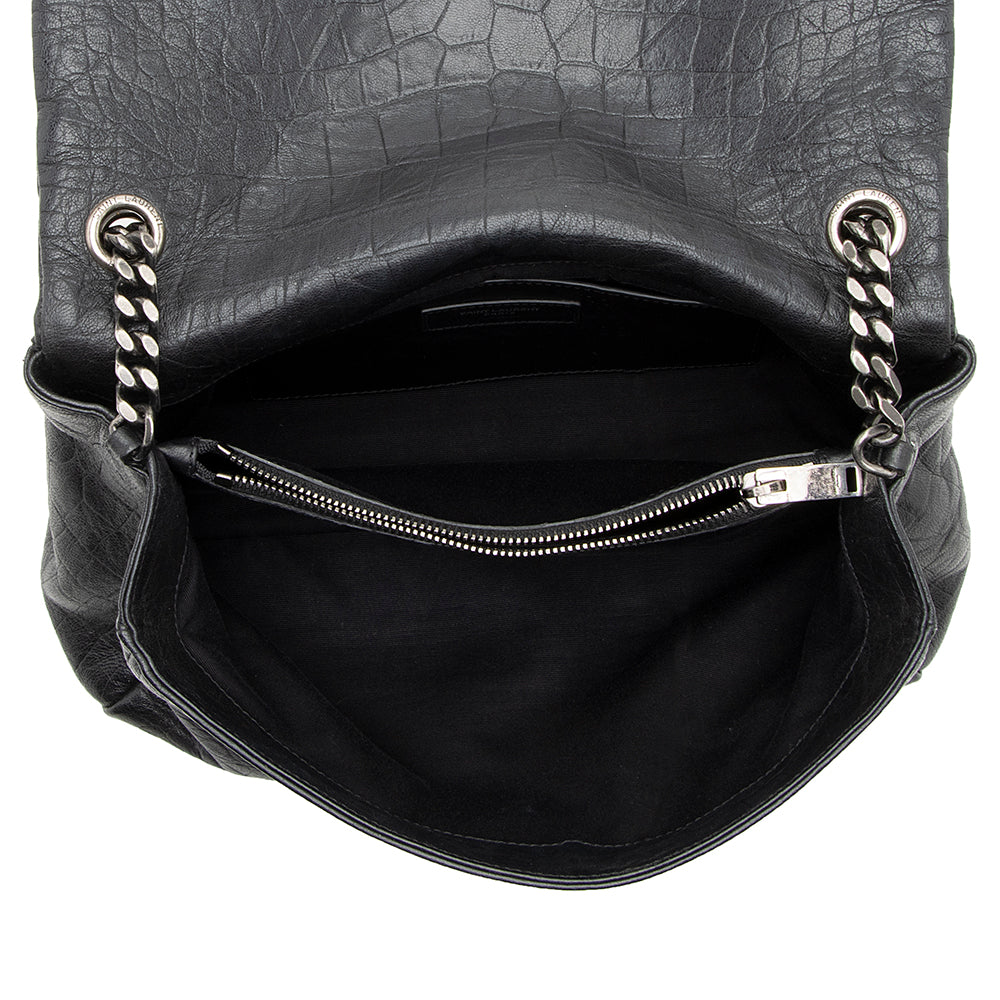 Saint Laurent Croc Embossed Calfskin West Hollywood Flap Bag (SHF-19064)