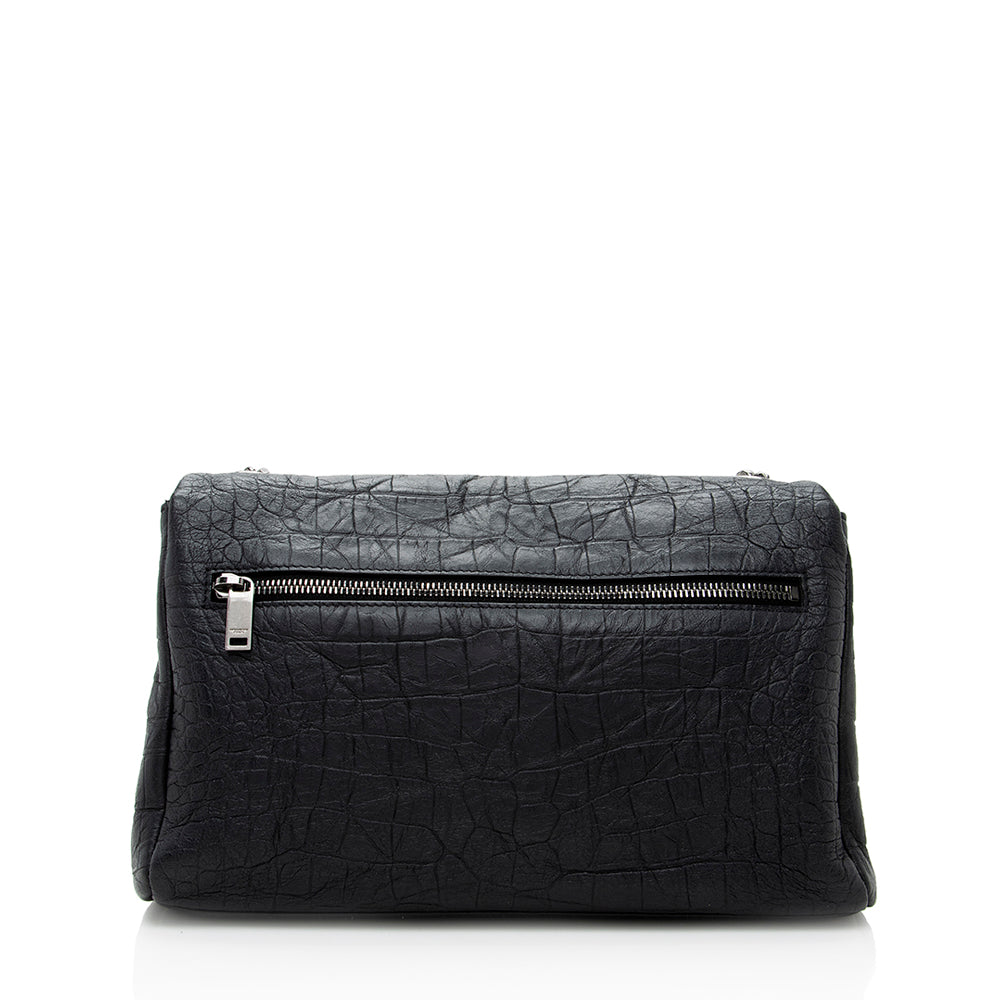 Saint Laurent Croc Embossed Calfskin West Hollywood Shoulder Bag (SHF-18311)