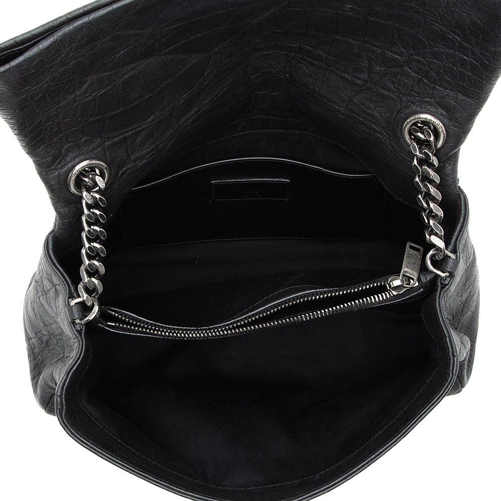 Saint Laurent Croc Embossed Calfskin West Hollywood Shoulder Bag (SHF-18311)