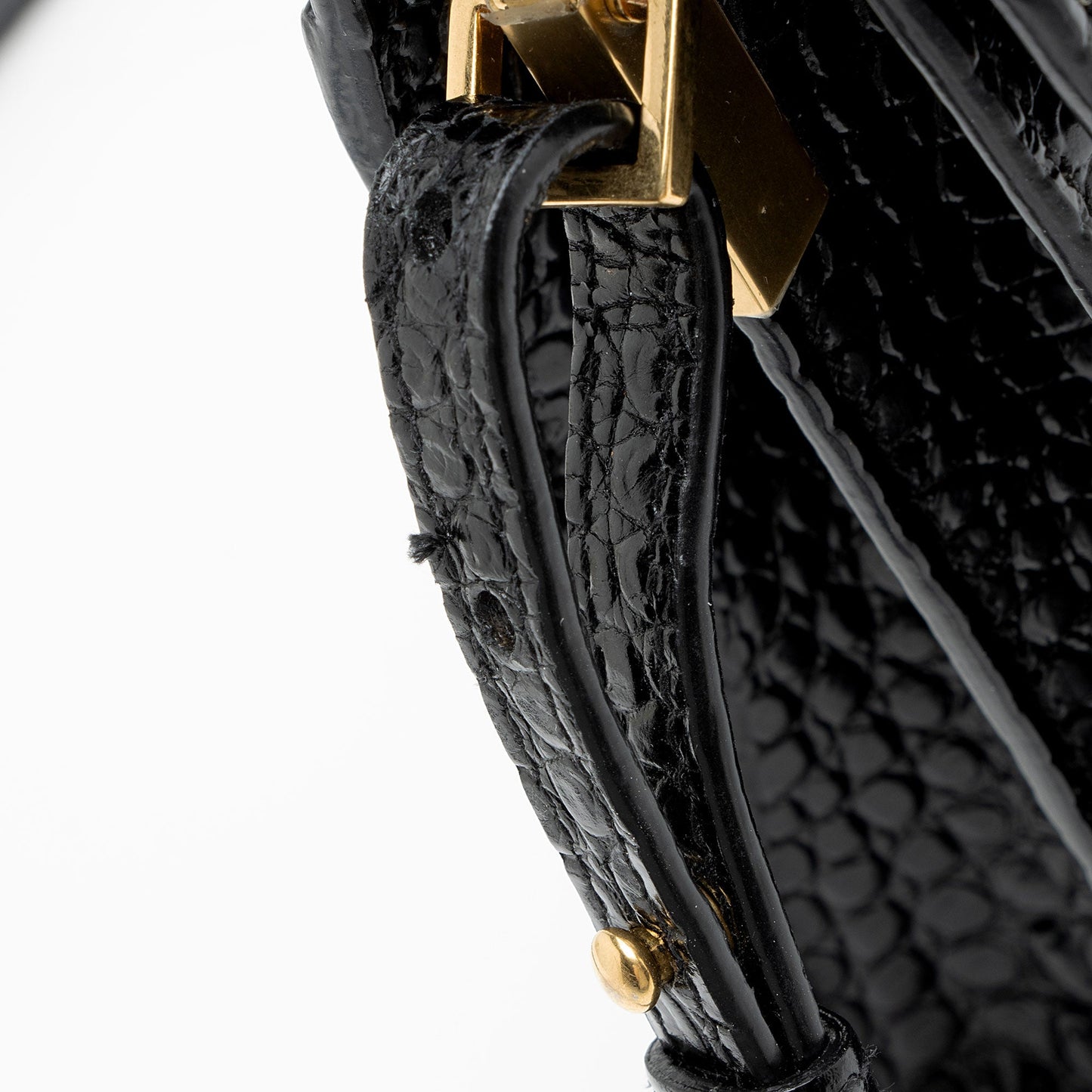 Saint Laurent Croc Embossed Leather Monogram Cassandra Mini Top Handle