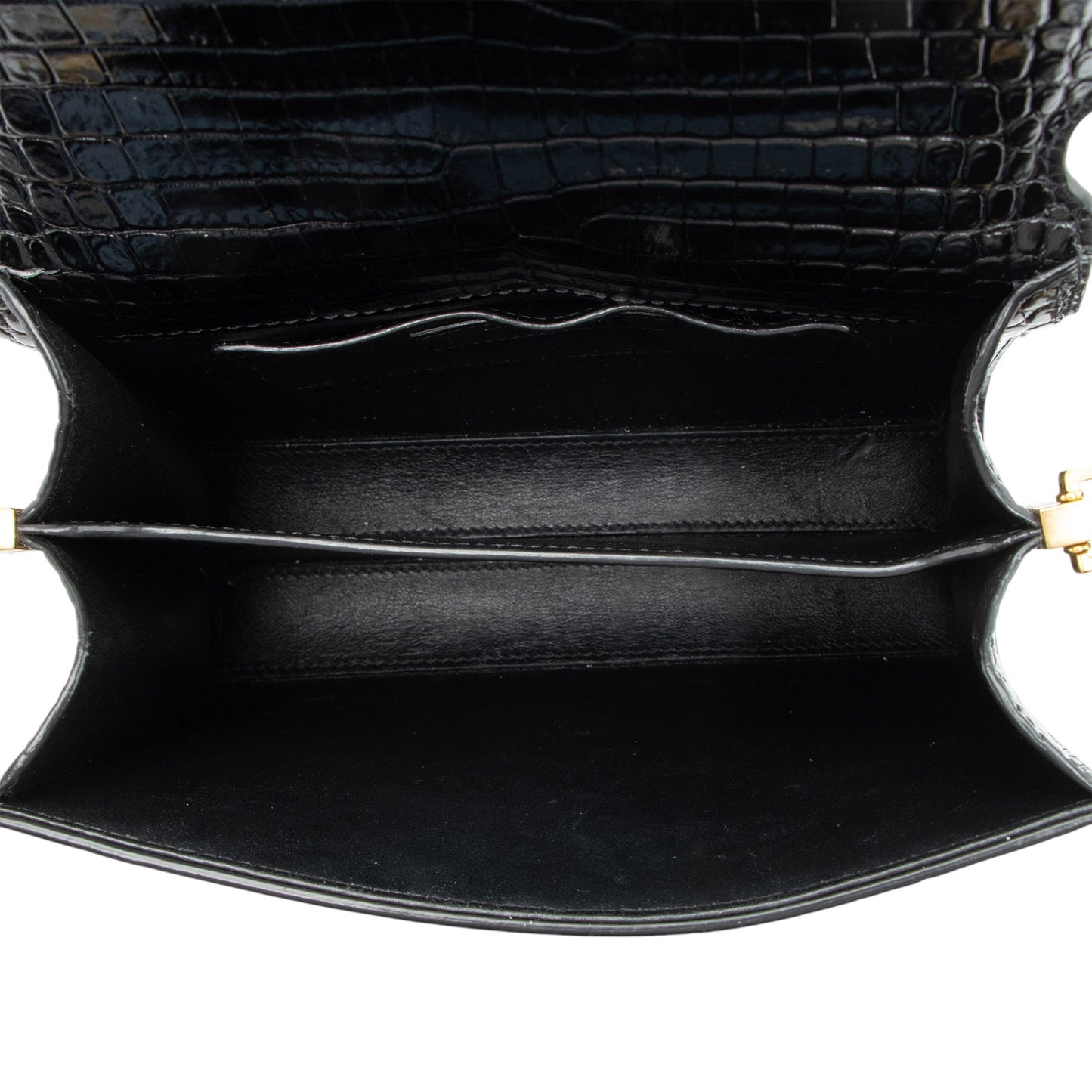 Saint Laurent Croc Embossed Leather Monogram Cassandra Mini Top Handle