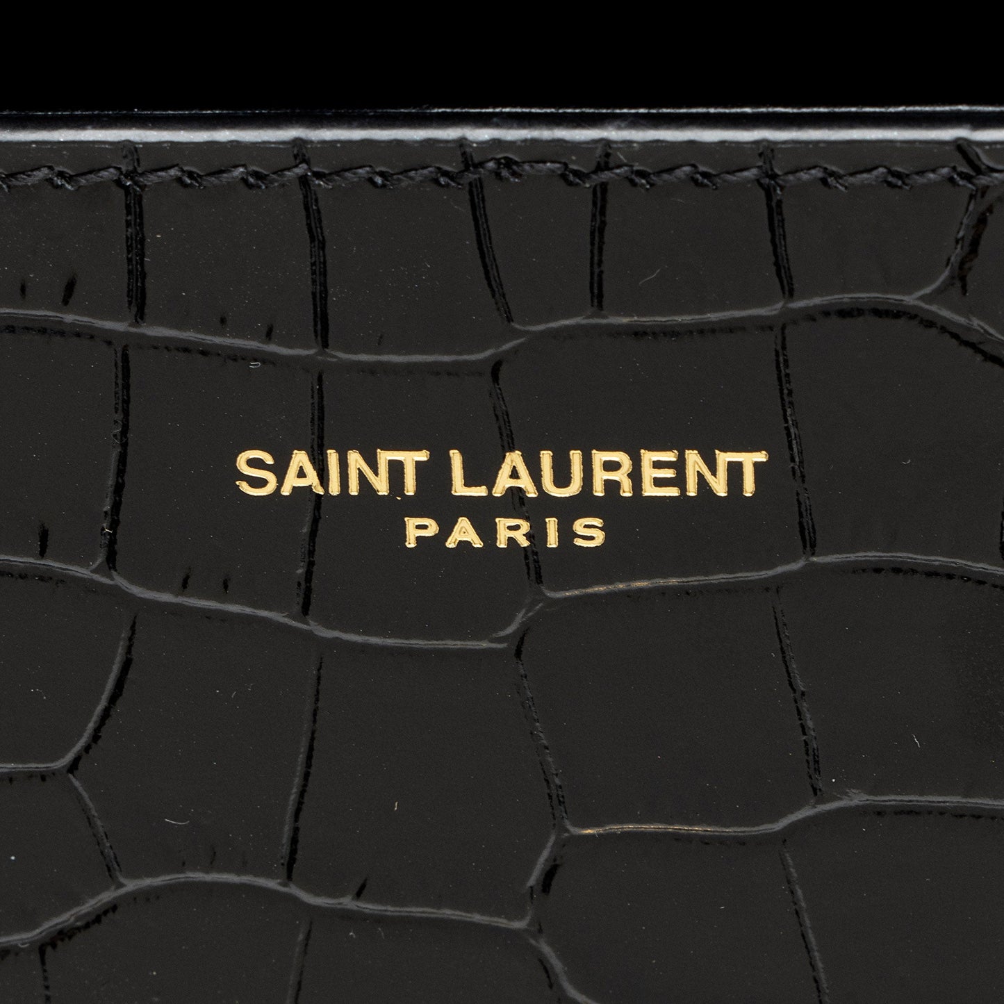 Saint Laurent Croc Embossed Leather Monogram Cassandra Mini Top Handle