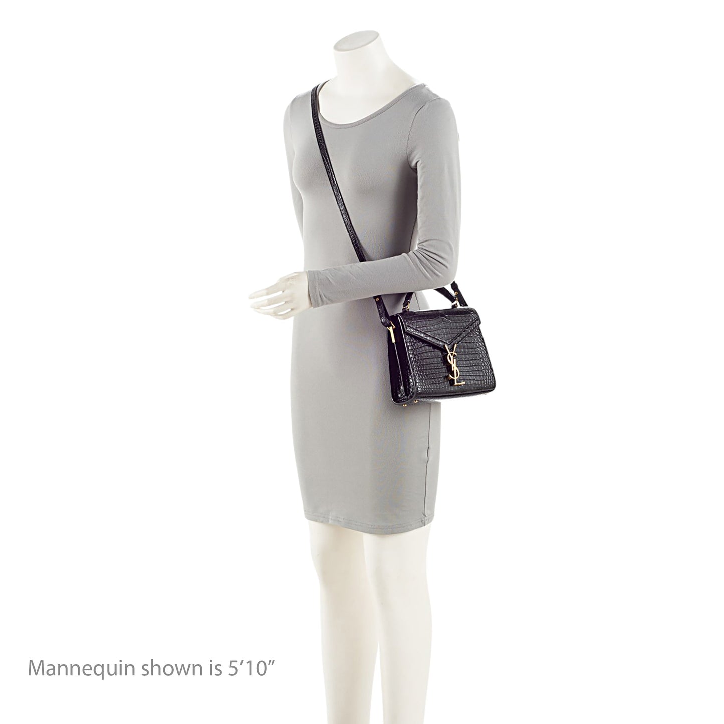 Saint Laurent Croc Embossed Leather Monogram Cassandra Mini Top Handle
