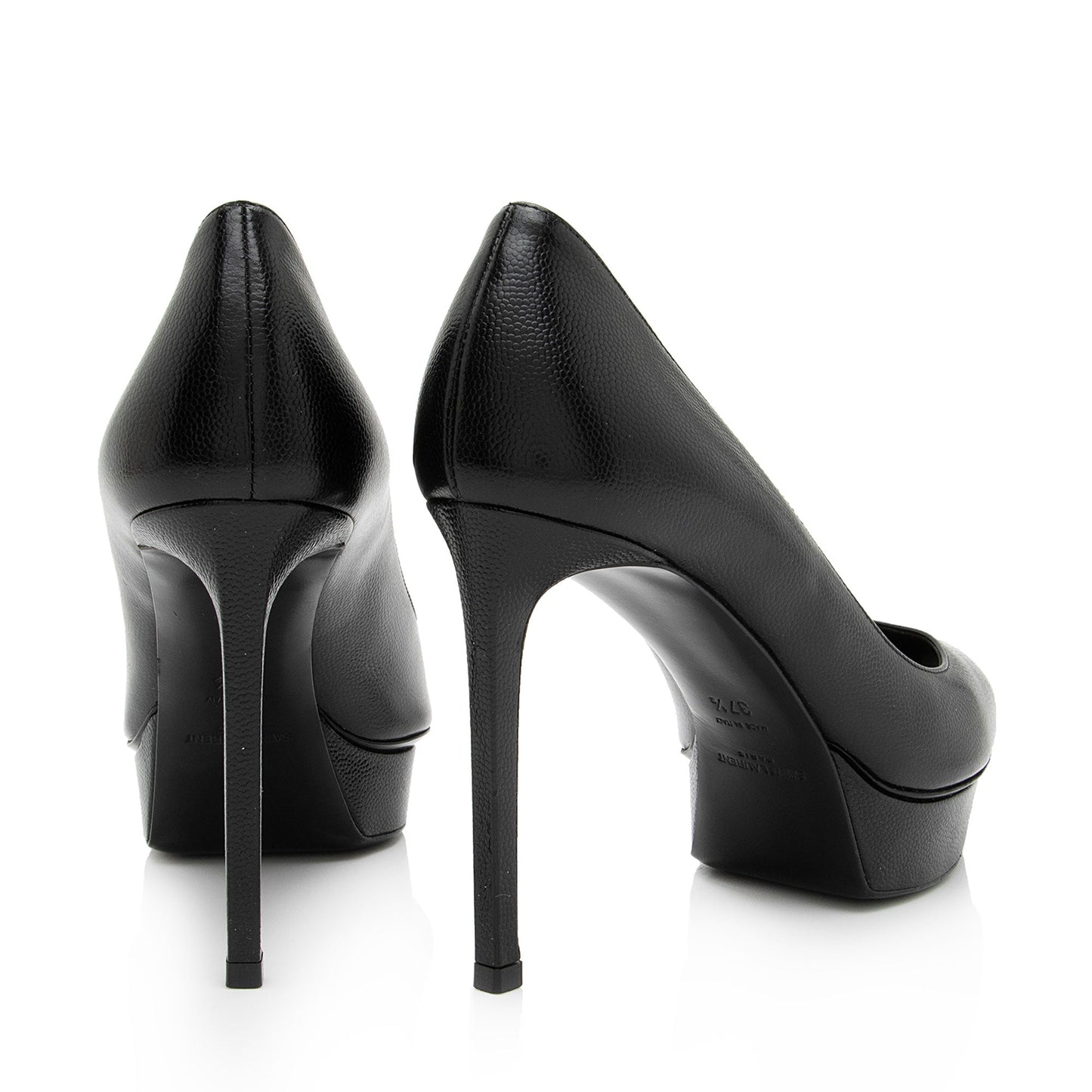 Saint Laurent Grained Calfskin Janis Platform Pumps - Size 7.5 / 37.5 (SHF-CltUy4)