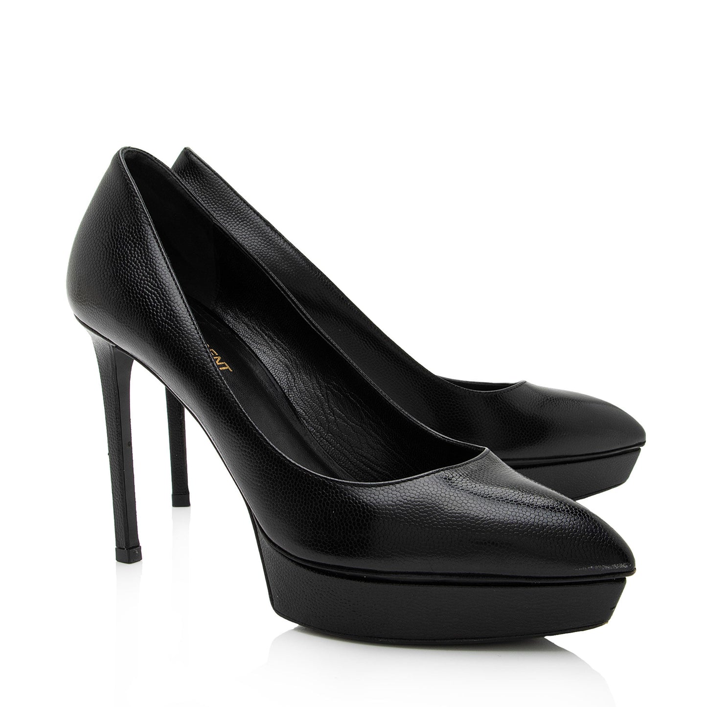 Saint Laurent Grained Calfskin Janis Platform Pumps - Size 7.5 / 37.5 (SHF-CltUy4)