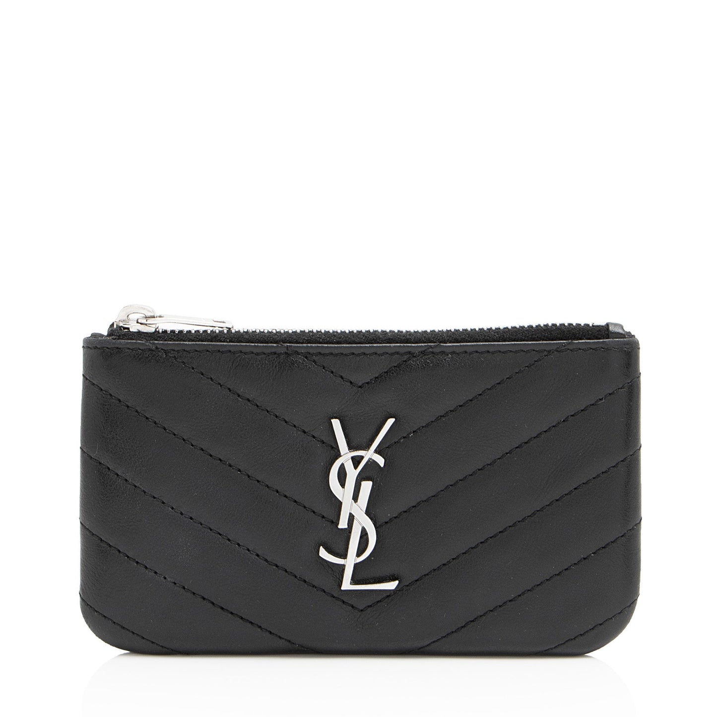 Saint Laurent Lambskin Monogram Cassandre Key Pouch