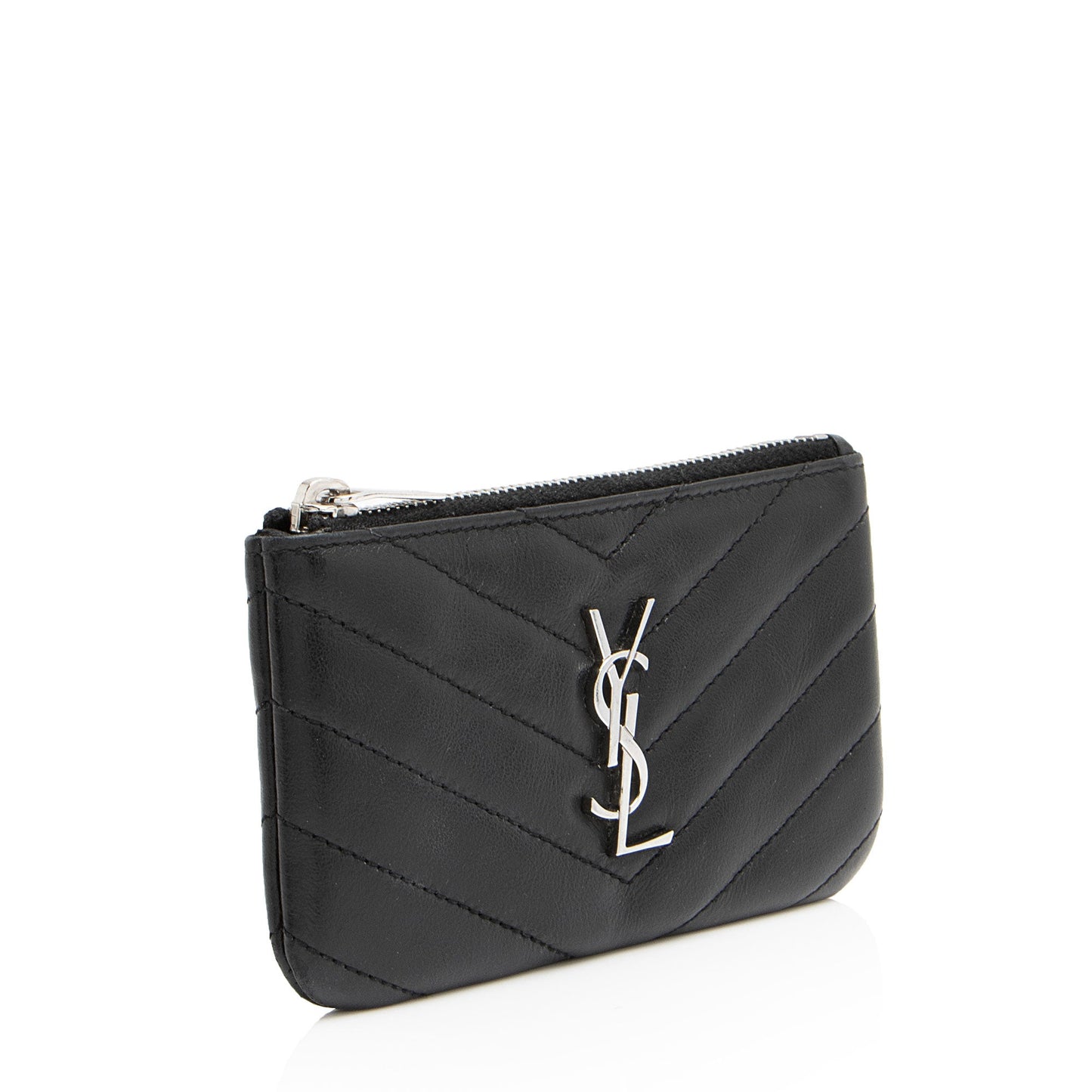 Saint Laurent Lambskin Monogram Cassandre Key Pouch