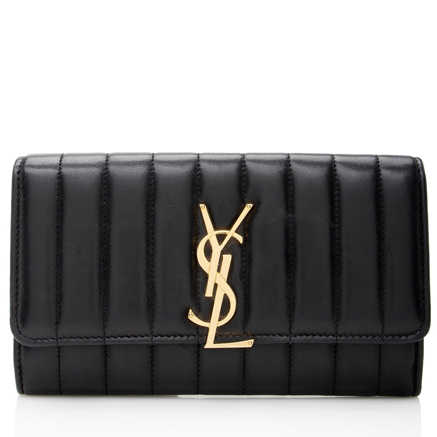 Saint Laurent Matalasse Calfskin Vicky Continental Wallet (SHF-22903)