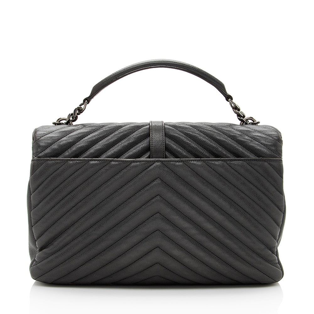 Saint Laurent Matelasse Calfskin Monogram College Large Shoulder Bag (SHF-19382)