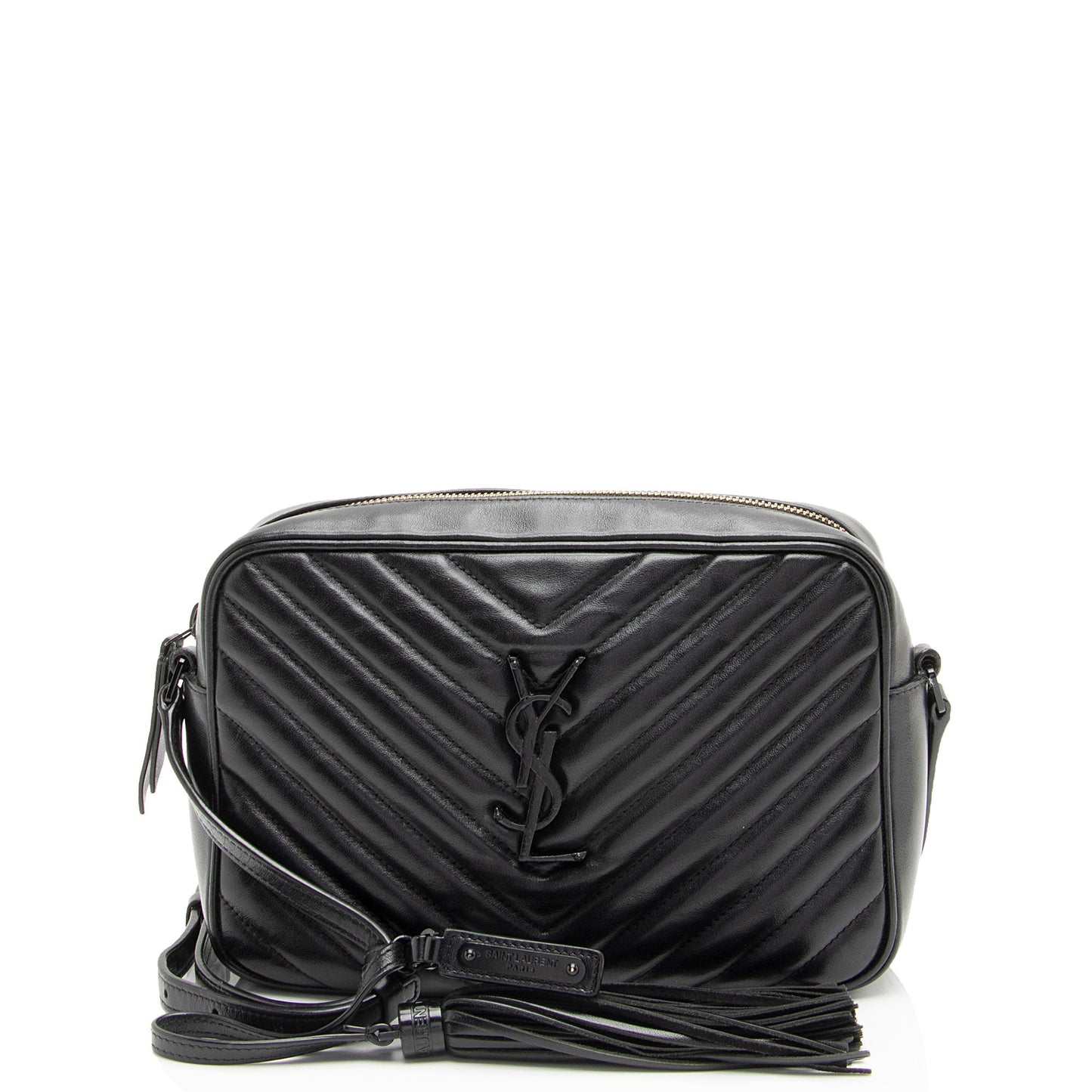 Saint Laurent Matelasse Calfskin Matte Black Monogram Lou Camera Bag (SHF-APSLqT)