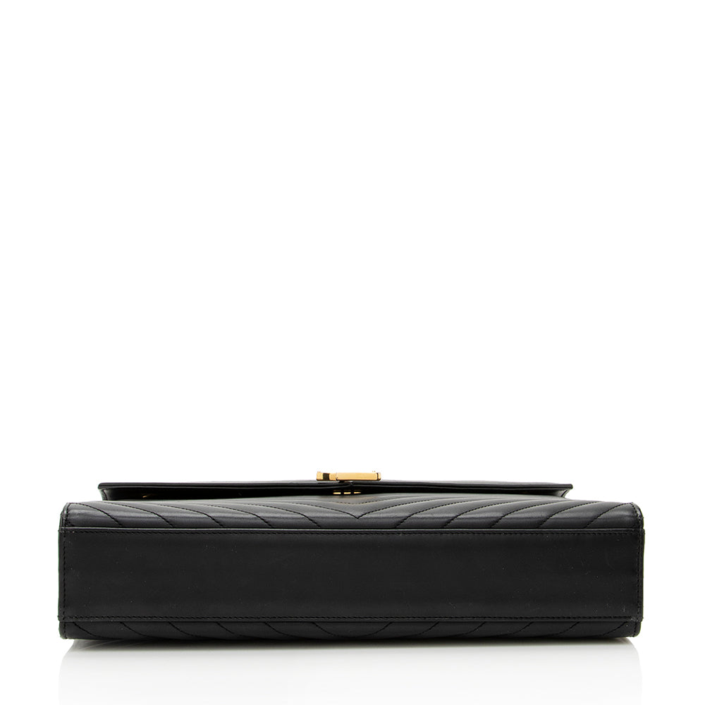 Saint Laurent Matelasse Calfskin Monogram Large Envelope Bag (SHF-19439)