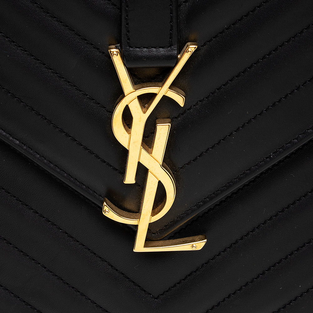 Saint Laurent Matelasse Calfskin Monogram Large Envelope Bag (SHF-19628)