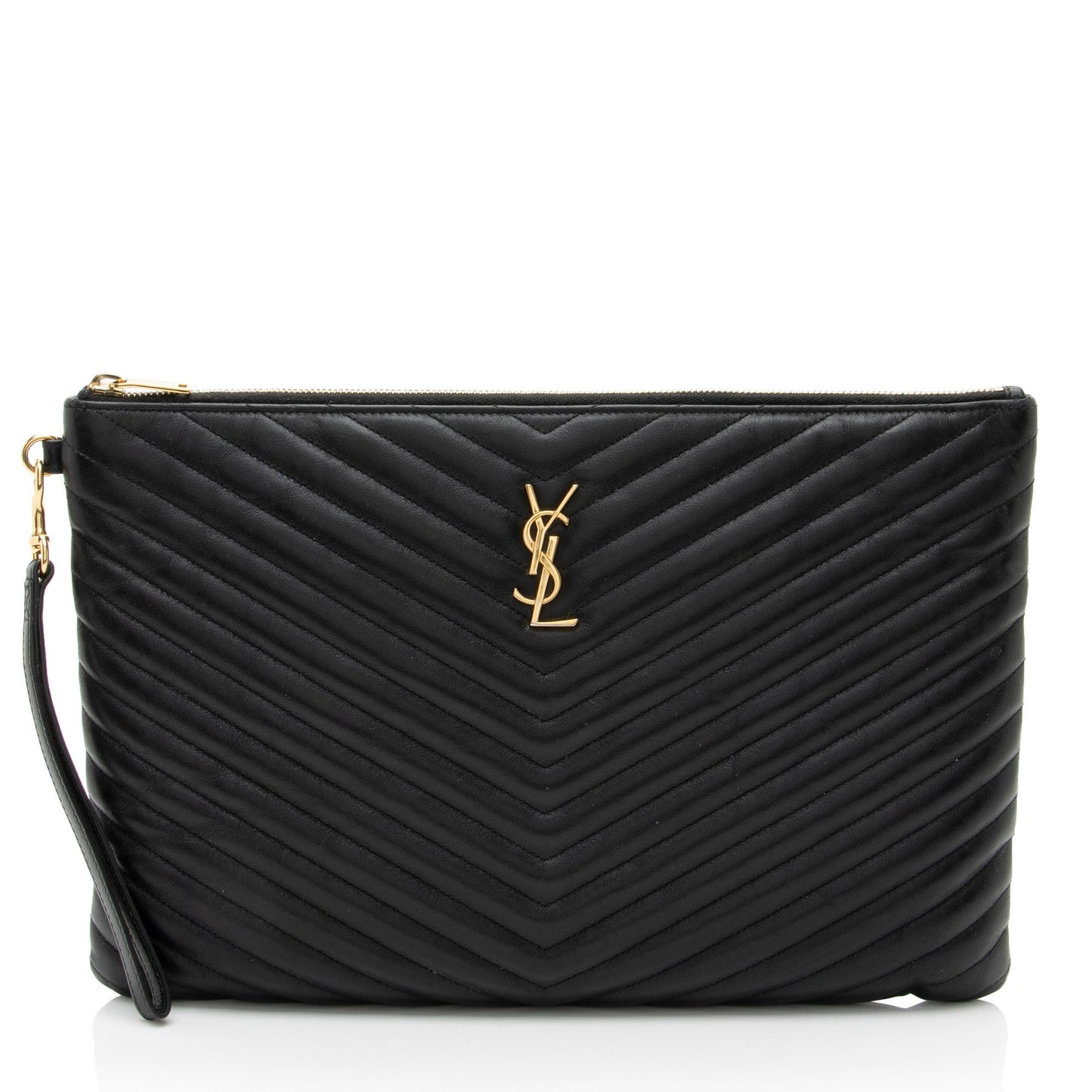 Saint Laurent Matelasse Calfskin Monogram Large Wristlet