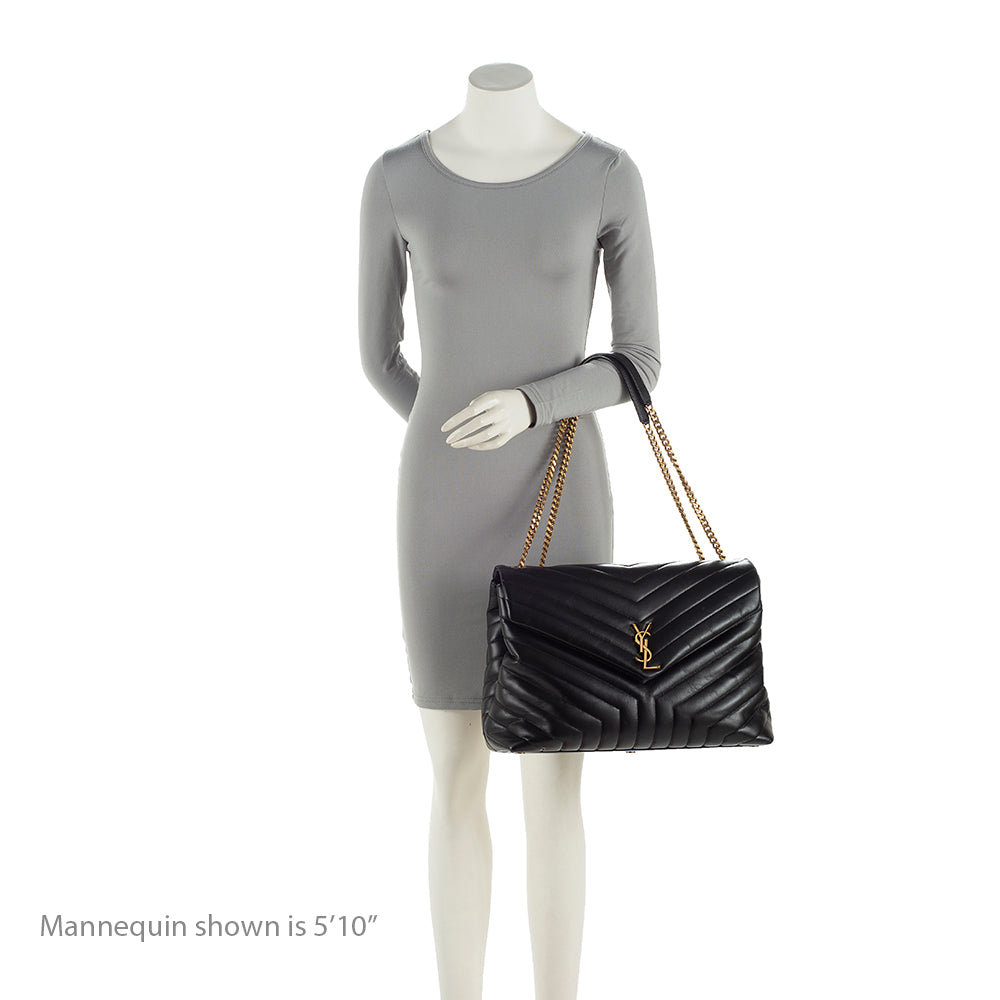Saint Laurent Matelasse Calfskin Monogram LouLou Chain Large Shoulder Bag
