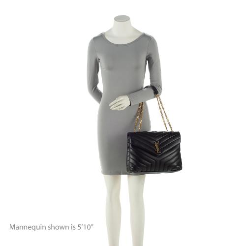 Saint Laurent Matelasse Calfskin Monogram LouLou Chain Medium Shoulder Bag (SHF-uqtKvy)