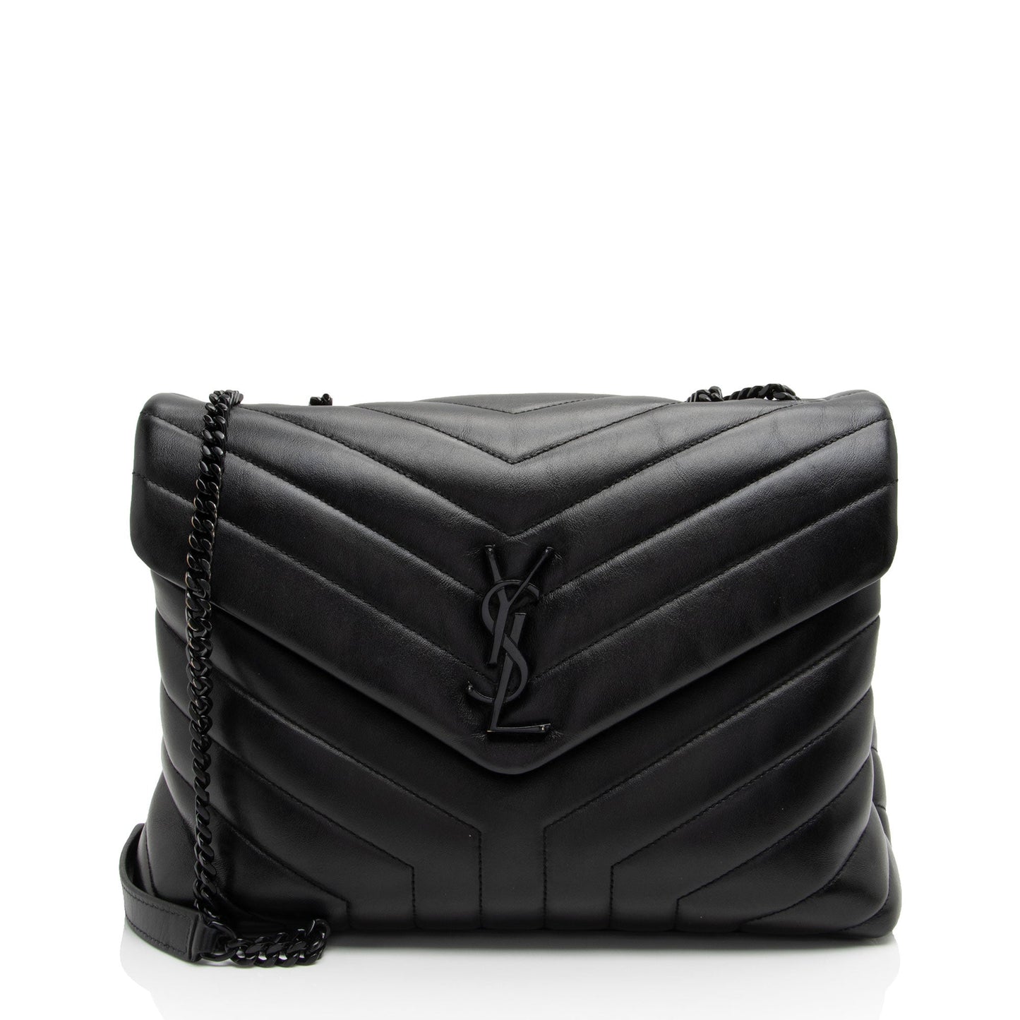Saint Laurent Matelasse Calfskin Monogram LouLou Chain Medium Shoulder Bag (SHF-SaVb1o)