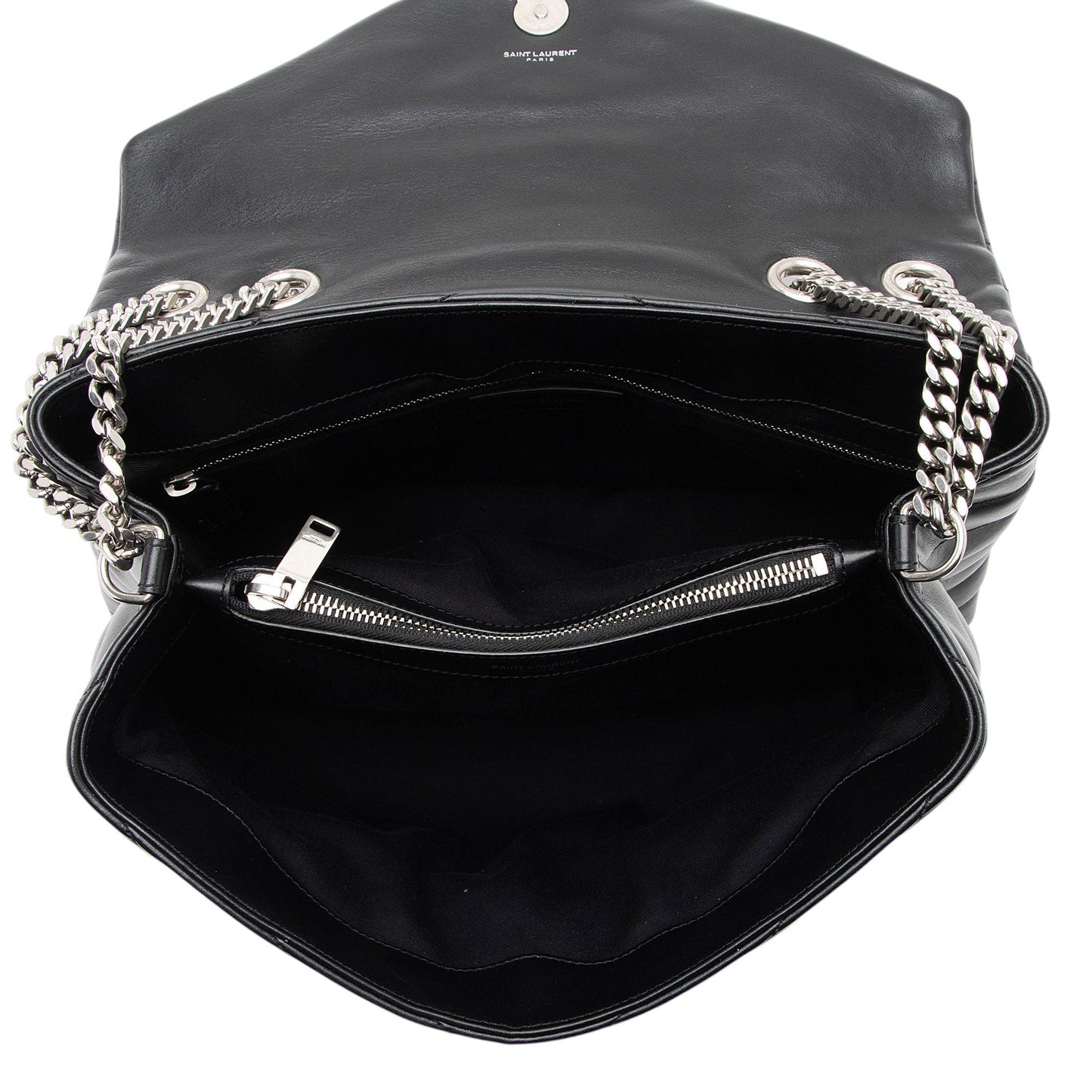 Saint Laurent Matelasse Calfskin Monogram LouLou Chain Medium Shoulder Bag (SHF-qrpSTt)