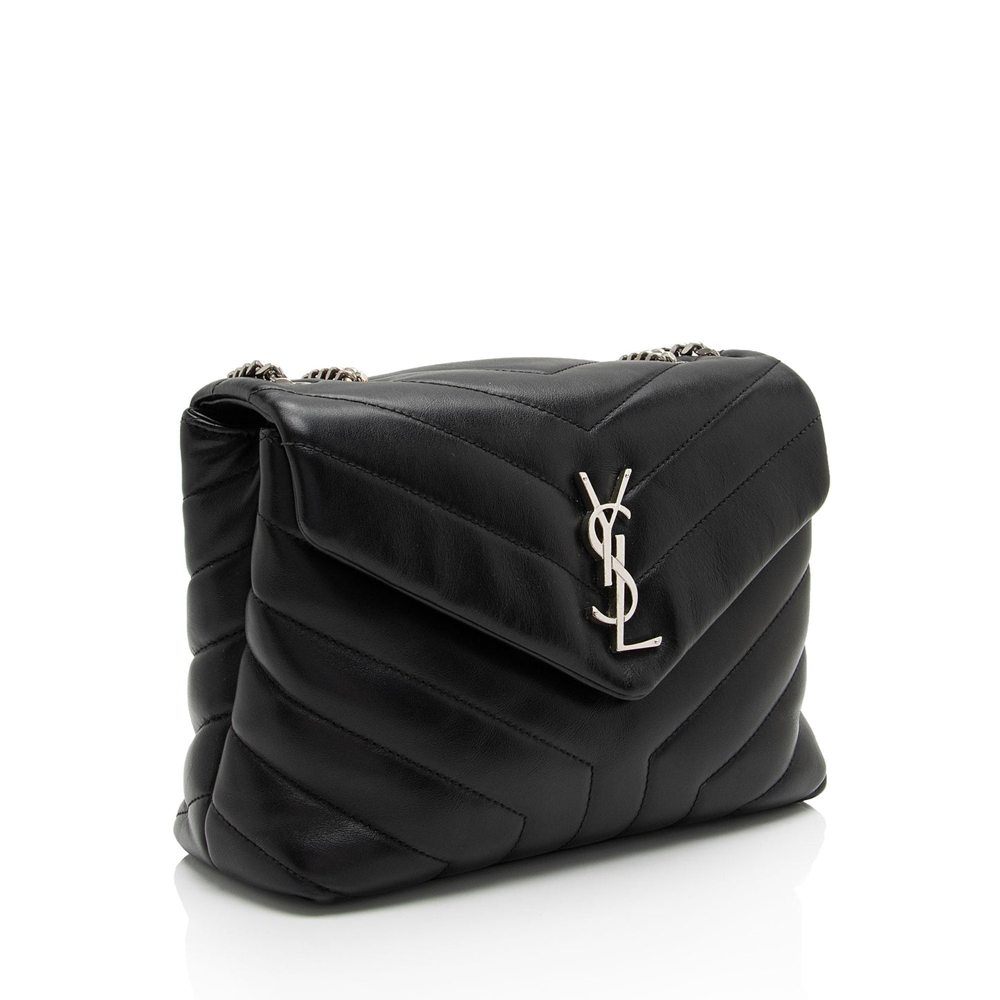 Saint Laurent Matelasse Calfskin Monogram LouLou Chain Small Crossbody Bag (SHF-XeDlWE)