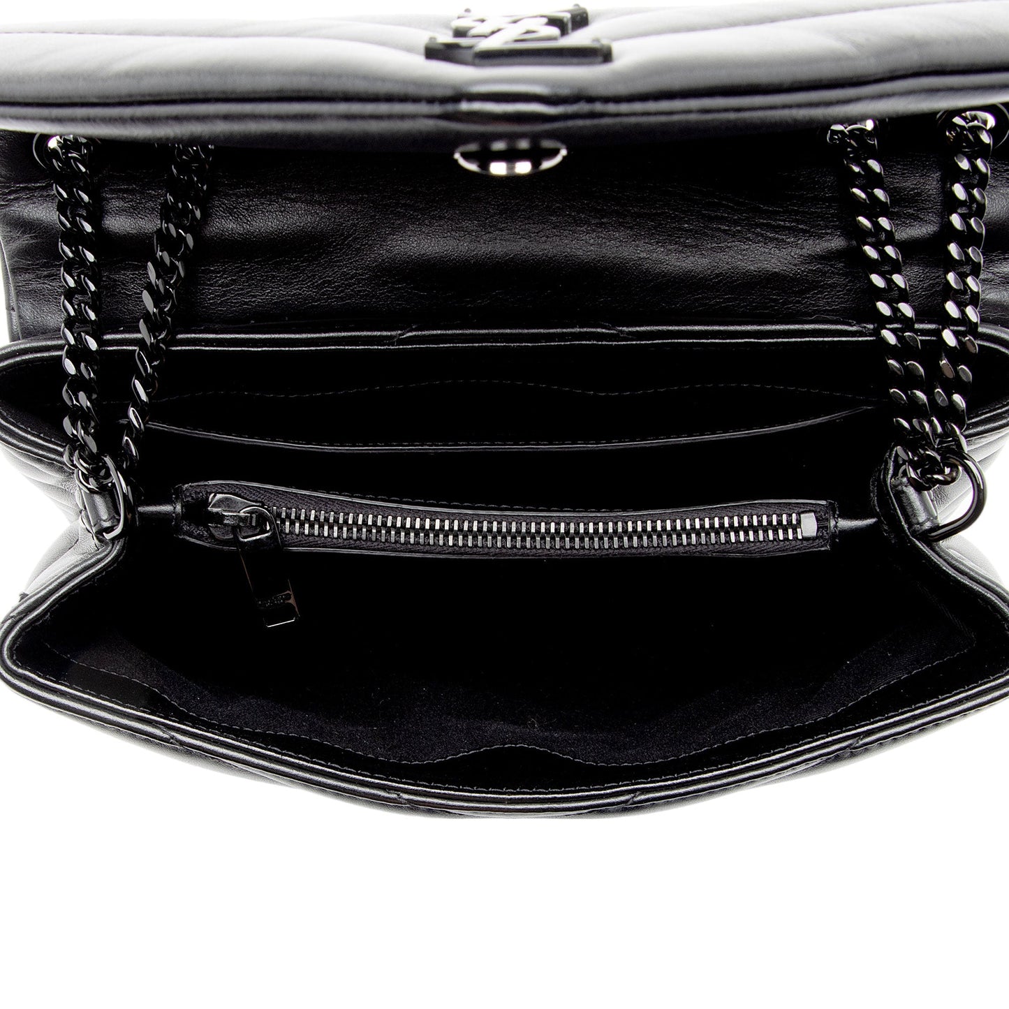 Saint Laurent Matelasse Calfskin Monogram LouLou Chain Small Crossbody (SHF-acKu6w)