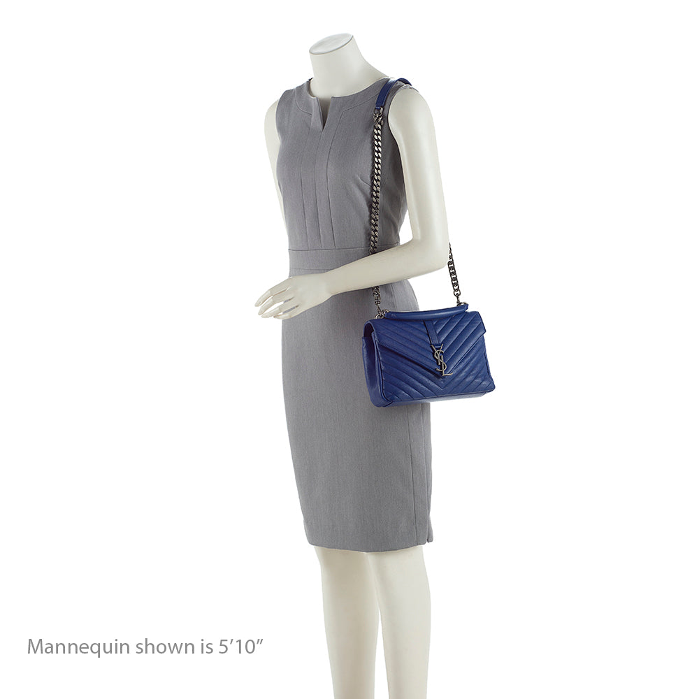 Saint Laurent Matelasse Calfskin Monogram College Medium Shoulder Bag (SHF-19462)