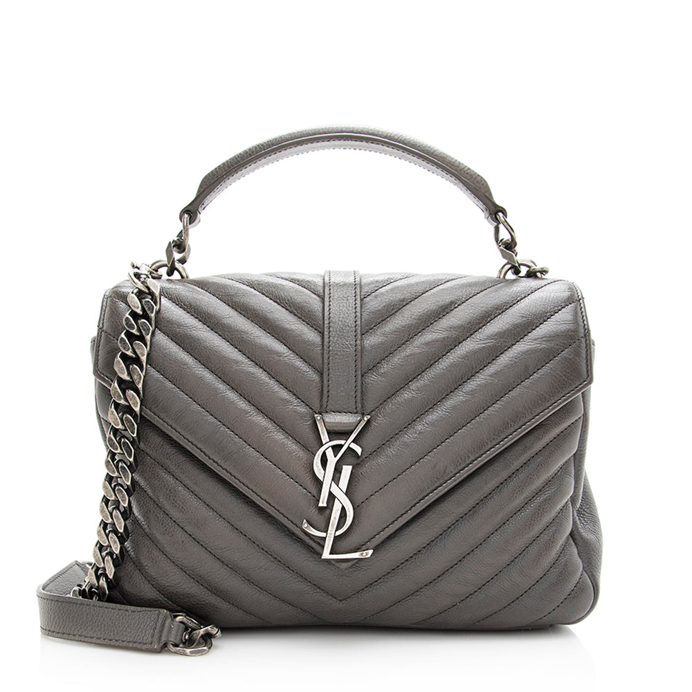 Saint Laurent Matelasse Calfskin Monogram Medium College Top Handle Bag (SHF-20220)