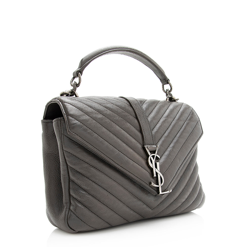 Saint Laurent Matelasse Calfskin Monogram Medium College Top Handle Bag (SHF-20220)