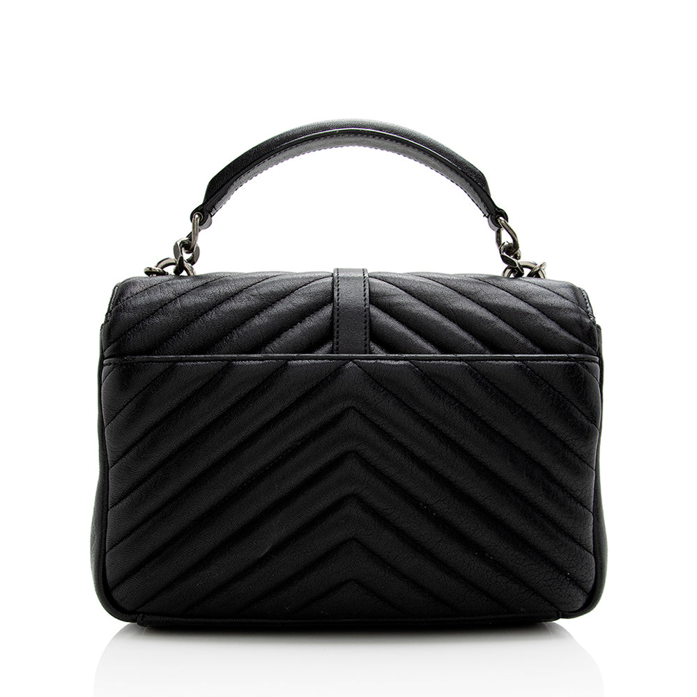 Saint Laurent Matelasse Calfskin Monogram Medium College Top Handle Bag (SHF-21595)